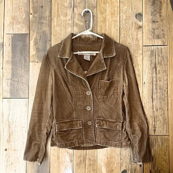 Z Cavaricci Jackets & Blazers - Z Cavaricci Vintage Distressed Tan Womens Small Button Up Corduroy Jacket 1990